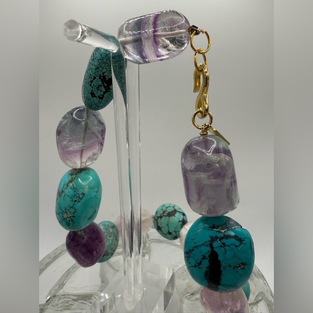 Vintage Kenneth Lane turquoise necklace- amethyst/ fluorite - Picture 13 of 17